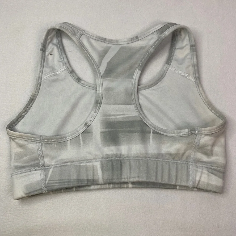 Nike Pro DRI-FIT Sports Bra Racerback Athletic Top Gray White Comfort XS EUC‎